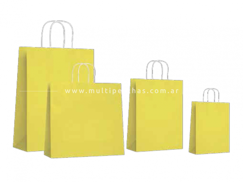 BOLSA CON MANIJA DE PAPEL RETORCIDO COLOR AMARILLO